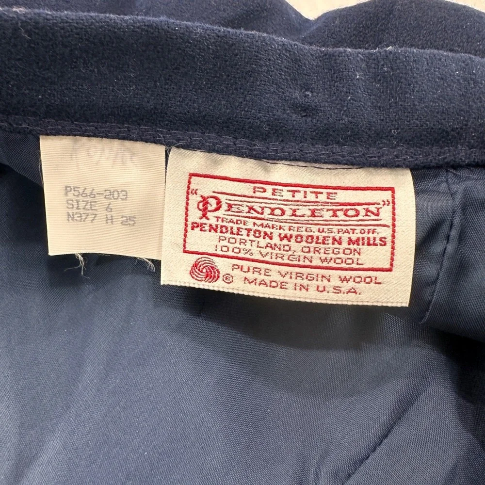 Vintage Pendleton Petite Wool Pencil Skirt 6 Navy Blue P566-203‎ | Dark Academia